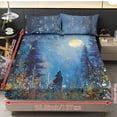 thumbnail image 2 of ZIATUBLES Wolf Printed Bedding Sheets Queen Size, Moonlit Forest Floral Soft Cooling Polyester Bed Sets, 3-Piece Sets with 1 Elasticed Fitted Sheet and 2 Pillowcases, Chic Home RV Decor Accessories, 2 of 5
