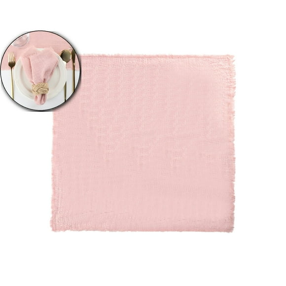 Dvruxg Tassel Napkin Cloth – Linen Square Napkin with Fringe Trim for Western Table Setting, Wedding Decor & Home Dining(Pink)