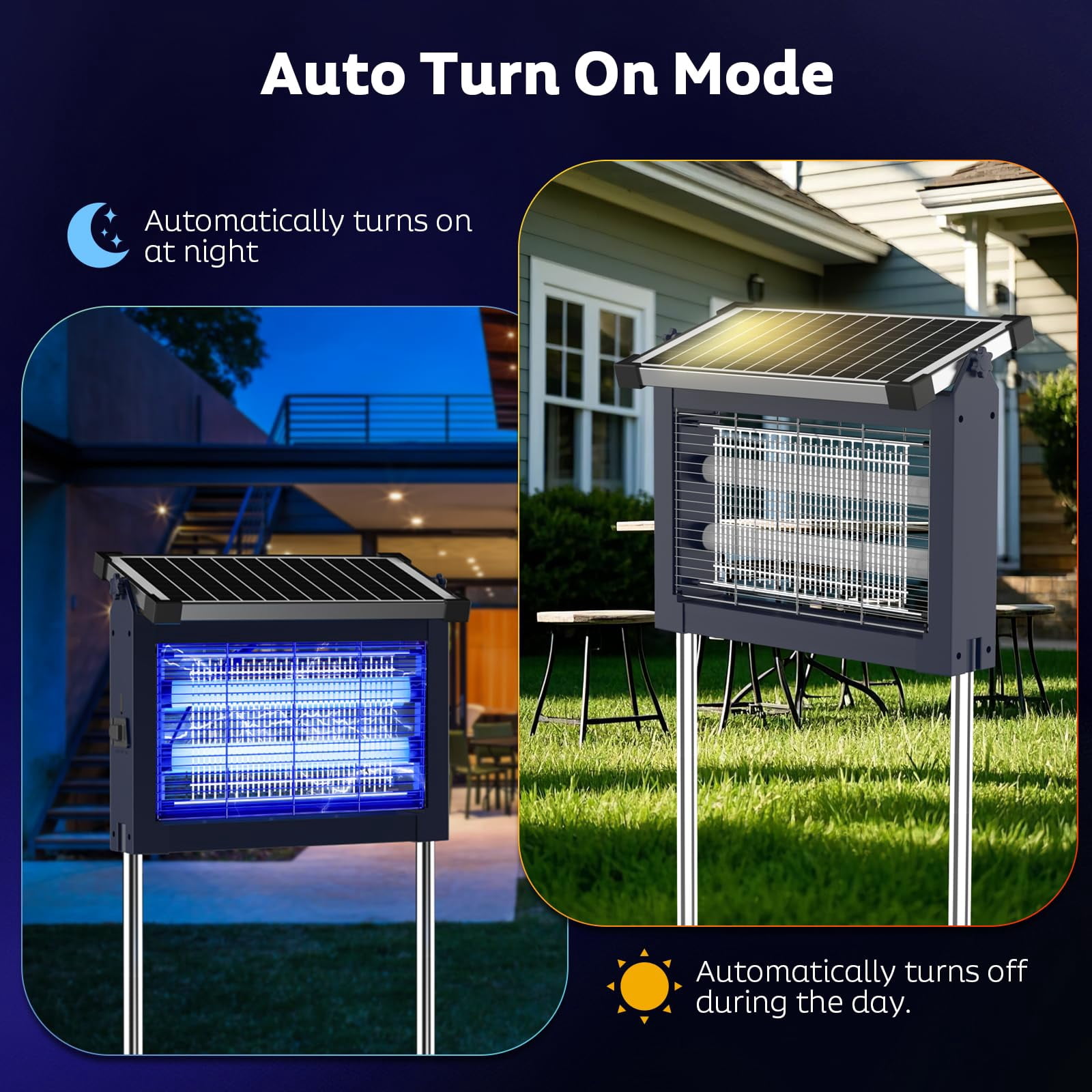Solar Zapper Outdoor  Mosquito Waterproof Electric Fly Rechargeable Killer Lamp With 10w Panel 4500v Cordless For Backyard Patio Garden Rv Camping