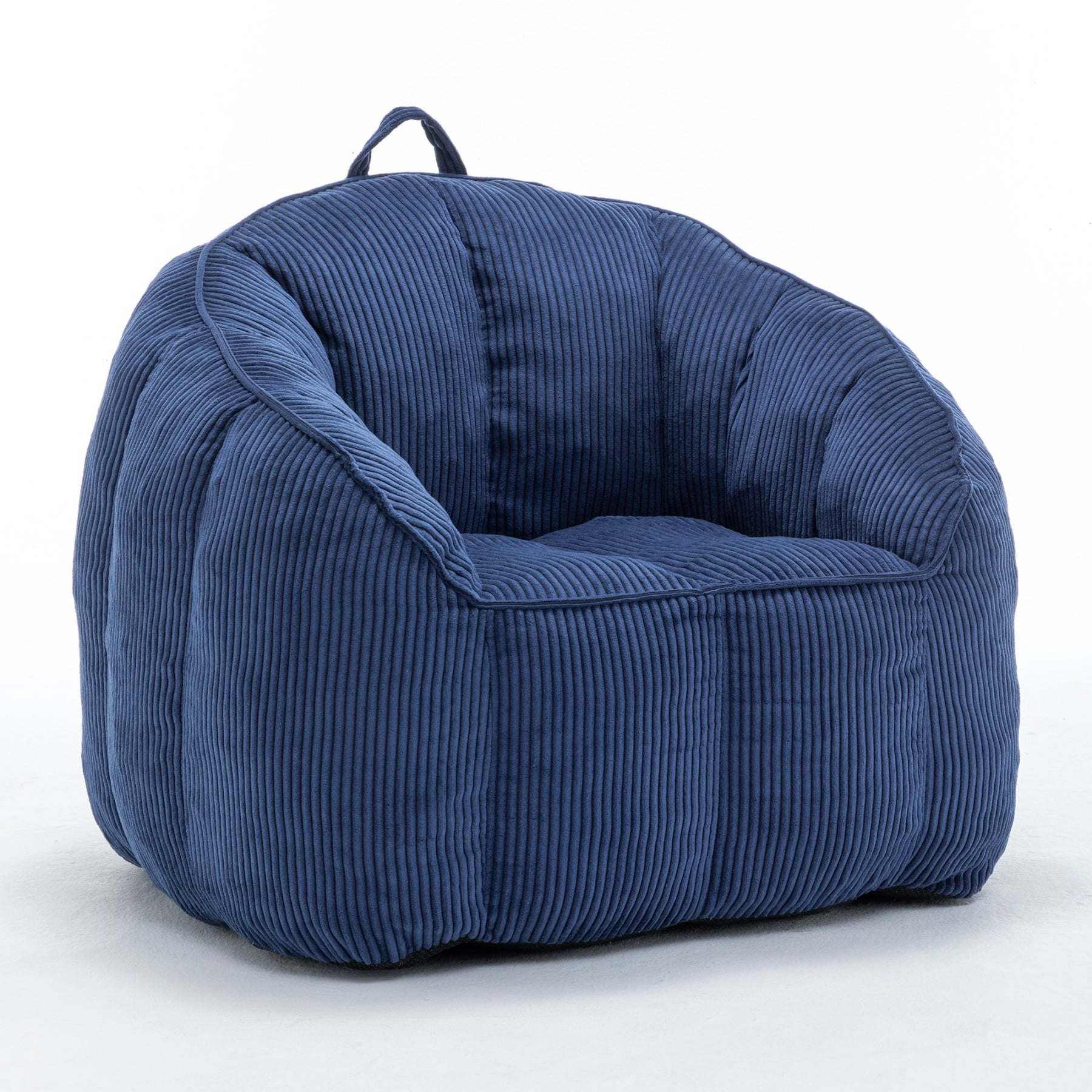 Giant Bean Bag Chair Sofa for Adults & Teens, Corduroy Bean Bag Couch with Armrests & Filler Included, Dark Blue