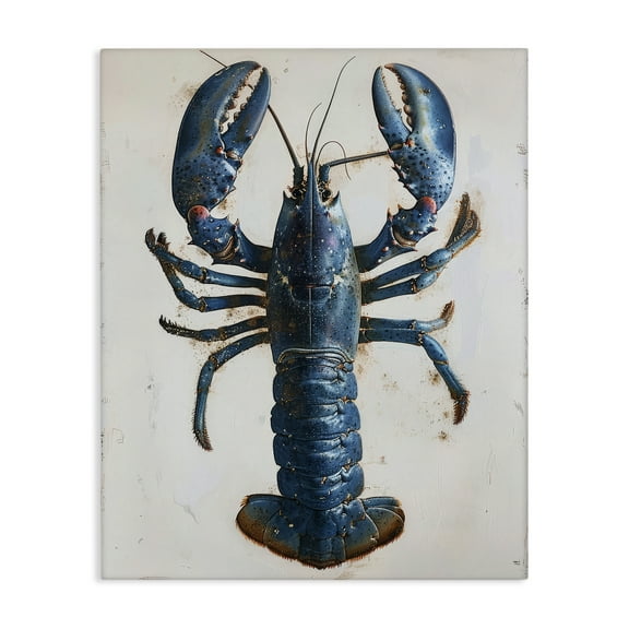 Stupell Industries Cyan Crustacean Lobster Animals Painting Wrapped Canvas Art Print Wall Art, 16 x 20