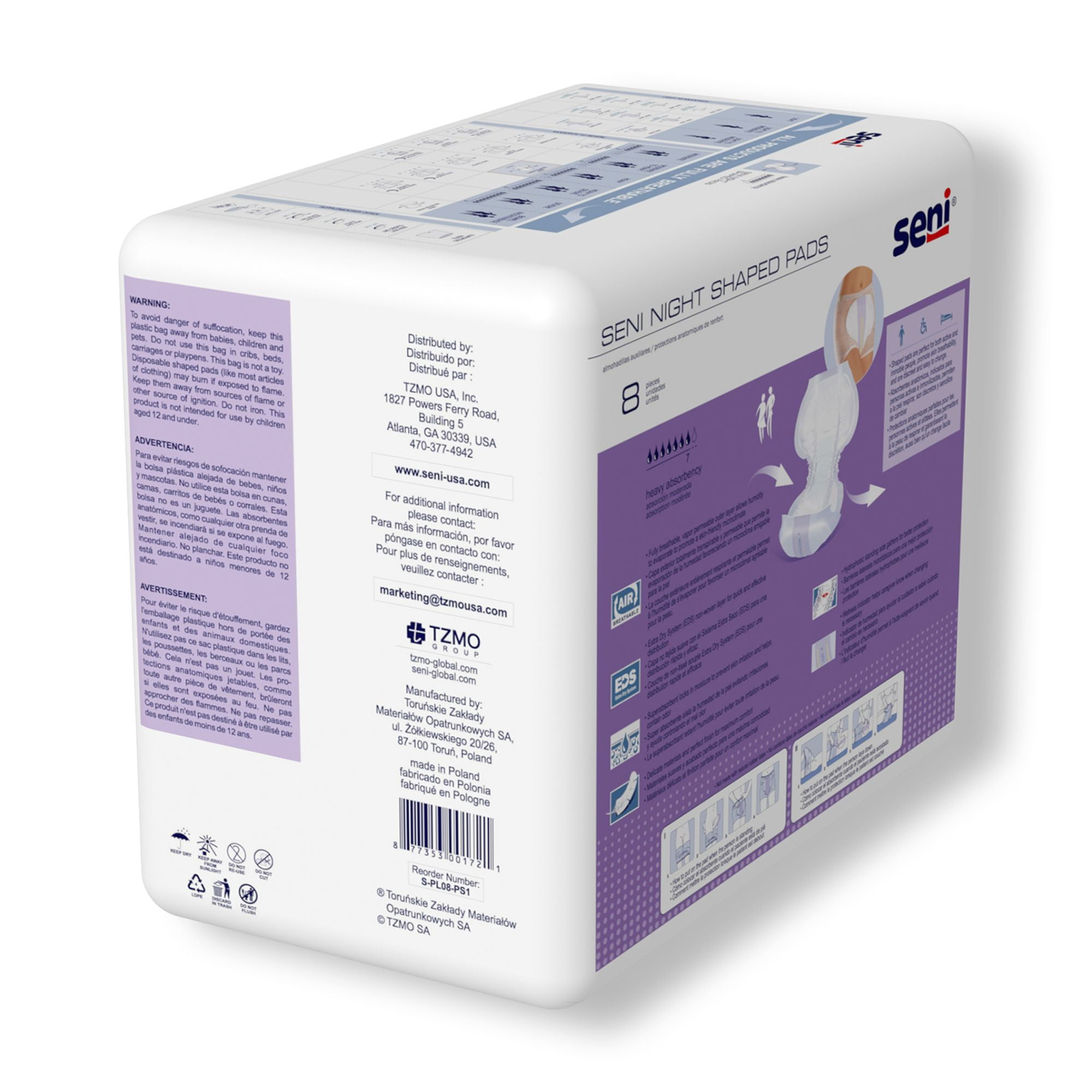 Seni Unisex Incontinence Liner Overnight 27" L S-PL08-PS1, 23, 48 Ct