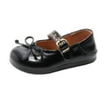thumbnail image 2 of Miluxas Girls Dress Shoes Mary Jane Flats Wedding Uniform Shoes with Bowknot Comfy Leather Princess Shoes Black 2.5-3Years, 2 of 5