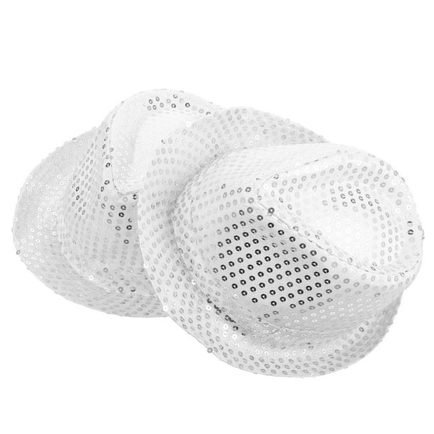 2PCS Jazz Hat Lentejuelas Hat Magician Costume Party Dress Up Accesorio Realización de accesorios para adultos (Plata)