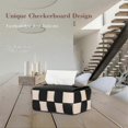 thumbnail image 2 of Modern PU Leather Tissue Box Cover with Checkerboard Design for Home Decor, 2 of 5
