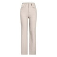 thumbnail image 2 of Wide Leg Pnats for Women Casual Solid Color Comfy High Rise Pants for Women Fashion Loose Fit Daily Trendy Womens Pants Linen And Cotton Lightweight Party Vacation Beach Pants（Beige,L）, 2 of 5