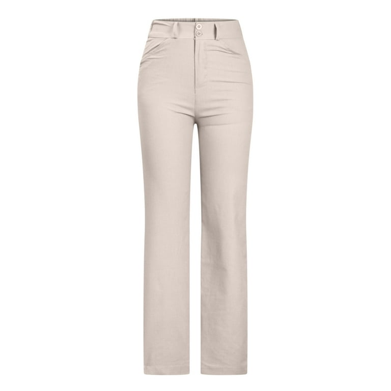 YYDGH Cargo Pants for Women Casual Loose High Waisted Straight Leg Baggy Pants  Trousers with Pockets Beige Beige 