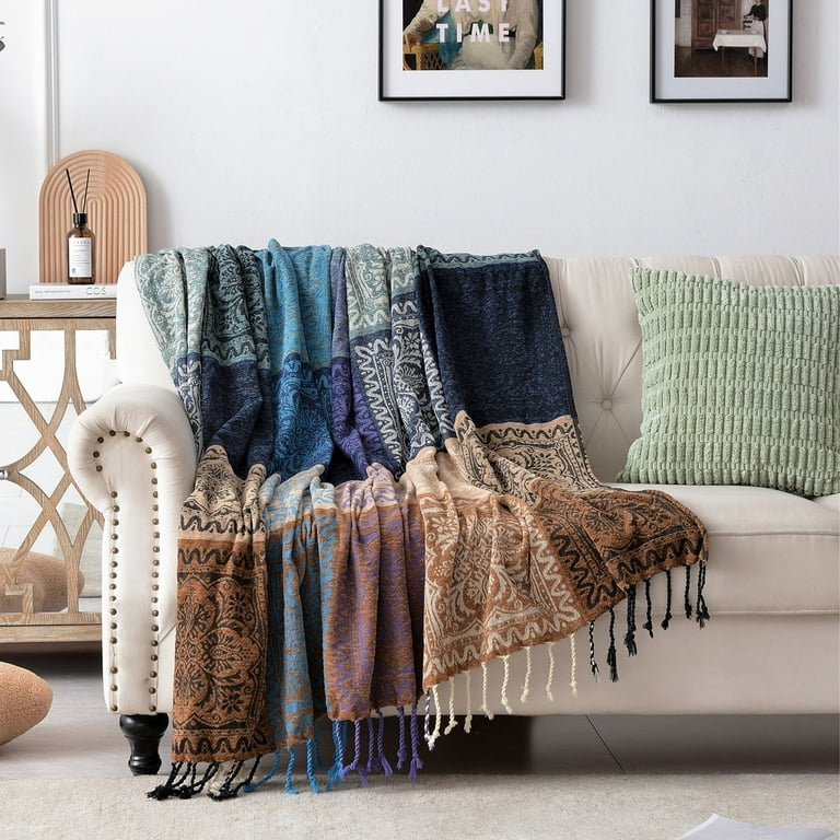 Edcooy Boho Chenille Tassels Throw Blanket, Furniture Cover Edcooy Boho Chenille Tassels Throw Blanket, Furniture Cover