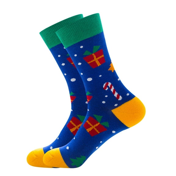 OJJCXA Womens Socks Breathable Casual Snowflake Santa Print Damp Resistant Cotton Mid Tube Autumn Winter Socks