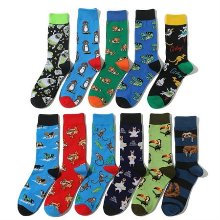 

Casual Combed Crew Socks Novelty Cartoon Print Socks for Men Father Holiday Gift