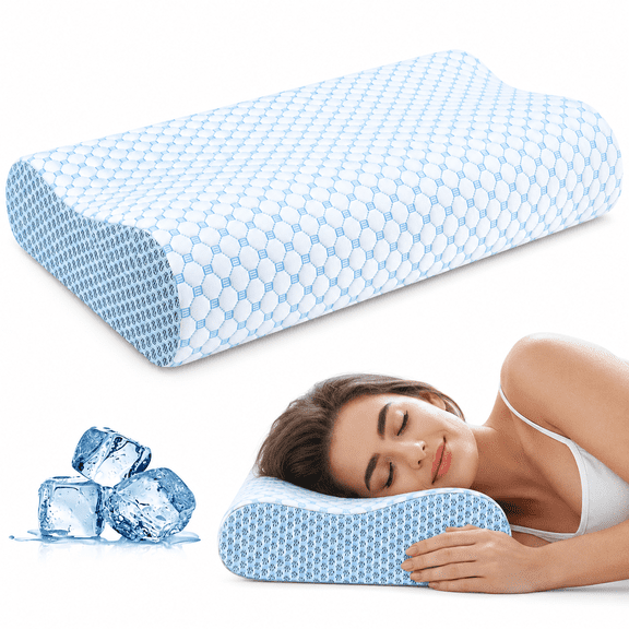 GEEKLiYun Memory Foam Cervical Pillow, Ergonomic Contour Neck Support Pillow for Neck and Shoulder Pain Relief, Orthopedic Bed Pillow for Sleeping, Side, Back and Stomach Sleepers