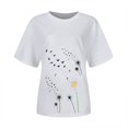 thumbnail image 4 of Women's Short Sleeve T-shirt Women'S Spring Round Neck Dandelion Printed Loose Casual Short Sleeved T Shirt,White Women's Short sleeve T-shirt XL, 4 of 5