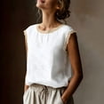 thumbnail image 6 of Yutgune Women's Lace Trim Linen Cotton Tank Top Crew Neck Sleeveless Casual Blouse Shirt, 6 of 8