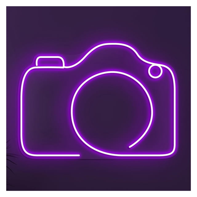 Letrero De Neón Con Forma Cámara, Diseño Minimalista, Ideal Para Estudios Fotográficos, Brillo Ajustable, 38cm