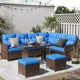 thumbnail image 5 of AMOPATIO 7-Piece Patio Furniture Set, Outdoor Sectional Sofa with Dining Table, All Weather Rattan Conversation Set with Ottoman, Navy, 5 of 8