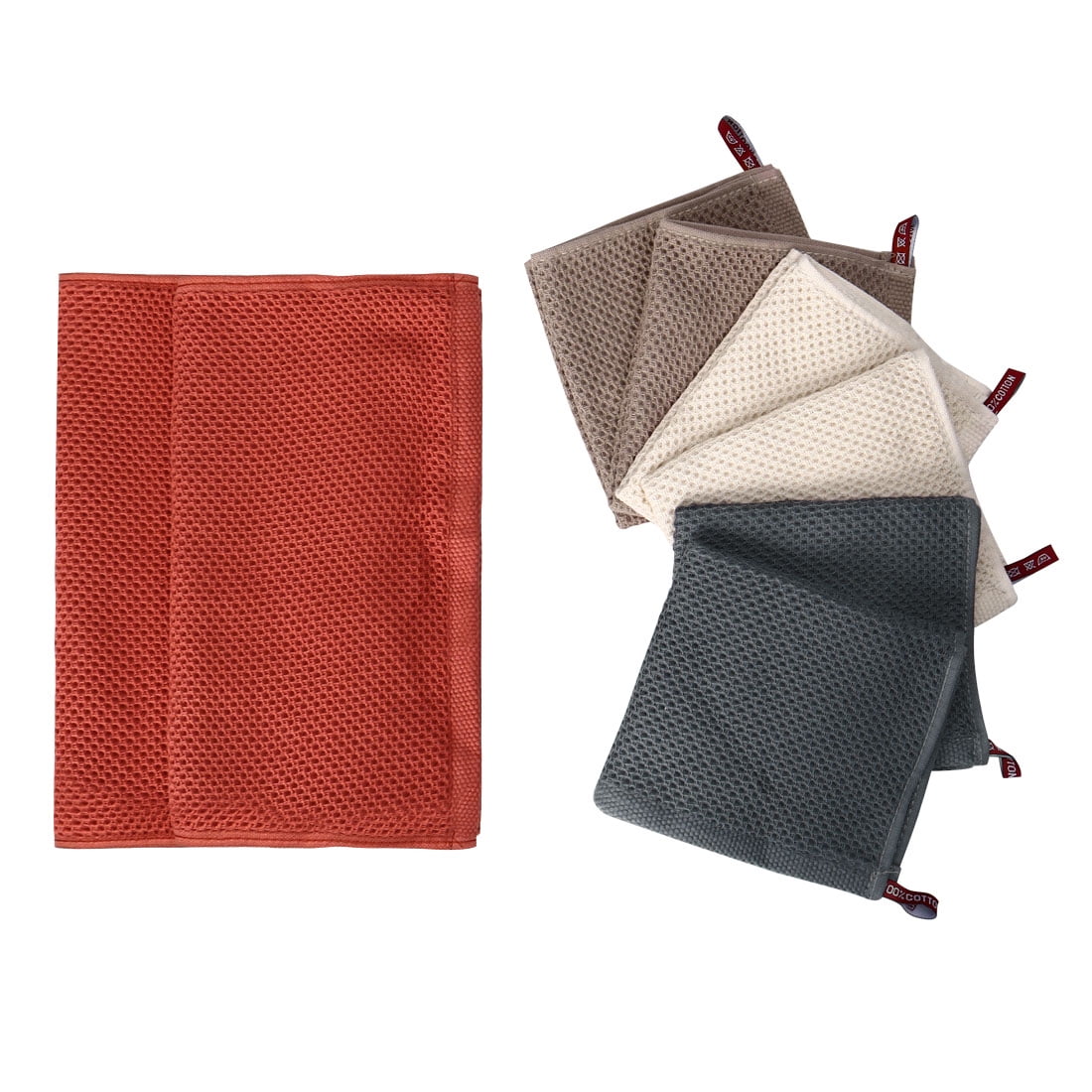 100 Cotton Waffle Kitchen Towels Dishcloths Set of 8 Mixed Color