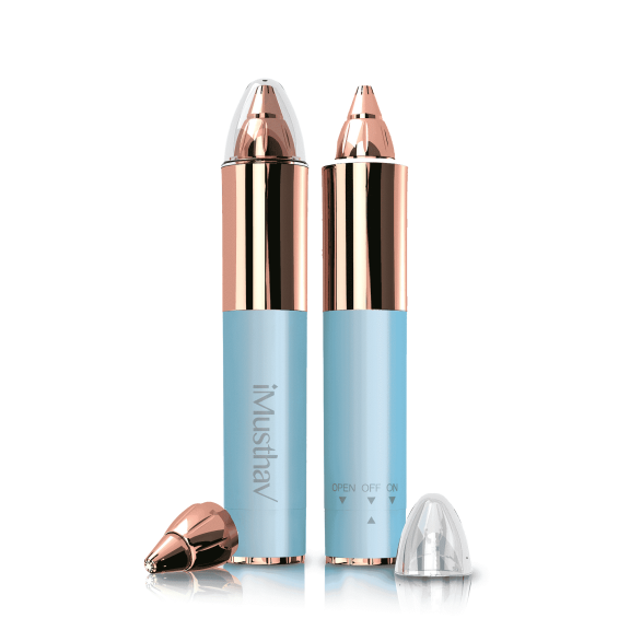 iMusthav Portable Eyebrow Hair Remover Trimmer: Painless Electric Razor for Eyebrows, Nose, and Ear Hair. 18K Gold-Plated with 360° LED Light.