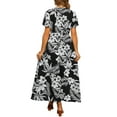 thumbnail image 3 of INSPIRE CHIC Midi Floral Dresses for Women's Flutter Sleeve Wrap V Neck Dress XS Black, 3 of 6