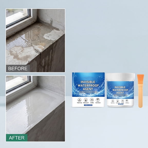 Invisible Waterproof Coating Sealant with Brush, Clear Waterproof Barrier for Bathroom Tile Wall Concrete Brick Wood, 3.4 oz Transparent Waterproofing Agent