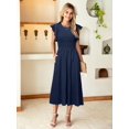 thumbnail image 4 of Vestido Simplee para mujer, a rayas, midi, azul marino, talla M, 4 of 6