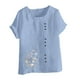 thumbnail image 4 of Vestidos Casuales Para Mujer, Blusas De Mujer De Moda Blusa informal de lino con cuello redondo, manga corta y botones para mujer, 4 of 4