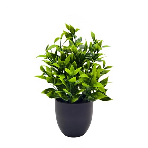 Set of 4 Artificial Potted Plants | Plastic Green Foliage | Indoor & Outdoor Décor | Realistic Small Fake Plants for Home and Office Decoration