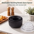 thumbnail image 3 of Vesteel Serving Bowls with Lids Set of 4, Ribbed Ceramic Mixing Bowls, Nesting Bowls for Food Storage Prep Salad, 10 / 20 / 35 / 60 OZ, Microwave & Dishwasher Safe, Matte Black, 3 of 8