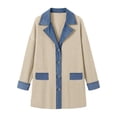 thumbnail image 4 of Hsovts Denim Blazer for Women Patchwork Corduroy Denim Jacket for Women Fall Long Sleeve Collared Button Patchwork Jacket Beige L, 4 of 6