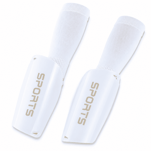FLORNIX Kids Soccer Shin Guards with Sleeves Protective Gear for 4-8 Years, White