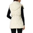 thumbnail image 3 of INSPIRE CHIC Women's Vest Winter Coat Hooded Zip Up Mid Long Sleeveless Quilted Padded Jacket 2XL White, 3 of 6