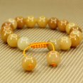 thumbnail image 2 of Angelstones Perles Rondes en Jade Jaune Multicolore 10mm Faites à la Main avec Pompons en Macramé Tressé Réglable Bracelets Chakra Reiki 7-9 Pouces Unisexe, 2 of 2