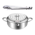 thumbnail image 2 of Deep Fryer Pot Tempura Frying Pot with Lid Cookware Soup Pots Oil Frying Pan for 28cm and clip, 2 of 9