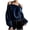 Navy, variant on Off Shoulder Velvet Sweatshirts for Women Long Sleeve Halter-Neck Pullover Top Casual Loose Fitted Party Blouse