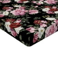 thumbnail image 4 of Ambesonne Valentine Fitted Sheet, Roses on Dark Back Art, King Size, Mauve Taupe and Fern Green, 4 of 5
