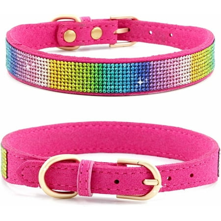 2Pcs Bling Cat Collar  Rhinestone Dog Collars Girl Diamond Puppy Collar Female Sparkly Sparkle Jewelry Cute Adjustable for XXS XS Small Medium Boy Pet Cat Princess