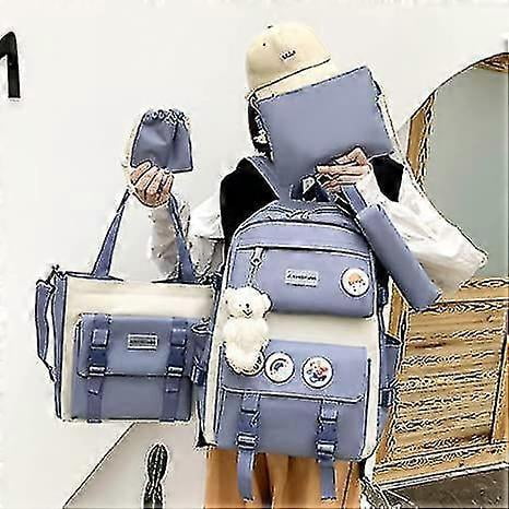 Aesthetic Backpack Set For School Teens Girls Daypack Cute Trendy Large Capacity Preppy Shoulder Ba