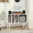 thumbnail image 4 of Record Player Stand with Charging Station, Turntable Stand Holds Up to 220 Albums, LELELINKY Vinyl Record Cabinet with Removable Shelves, Record Player Table for Living Room, Bedroom, White, 4 of 7