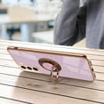 thumbnail image 4 of for Galaxy S21 Plus Case with Ring, Built-in Rotation Finger Ring Kickstand Cover with Shiny Plating Rose Gold Edge Work with Magnetic Car Mount Slim Thin Bumper Case for Women Girls Purple, 4 of 14