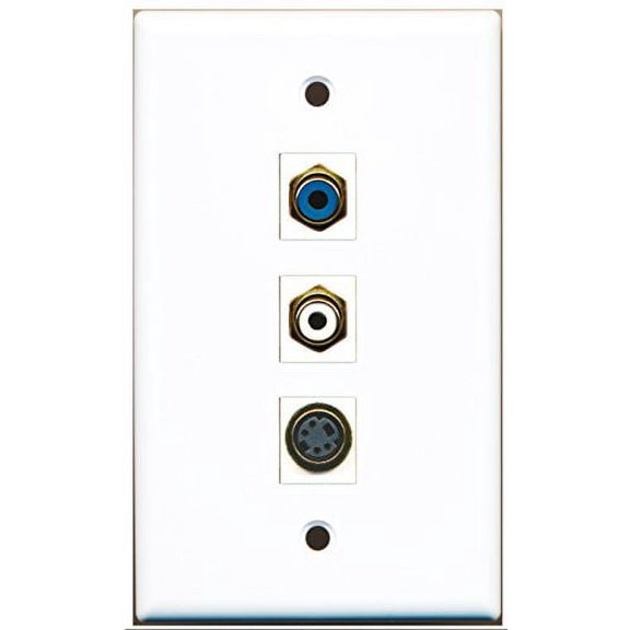 RiteAV - 1 Port RCA White and 1 Port RCA Blue and 1 Port S-Video Wall Plate
