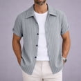 thumbnail image 2 of Mens Shirts Short Sleeve, Mens Short Sleeve Button Down Shirts Casual Seersucker Textured Cotton Shirt Summer Vacation Beach Shirts, 2 of 9