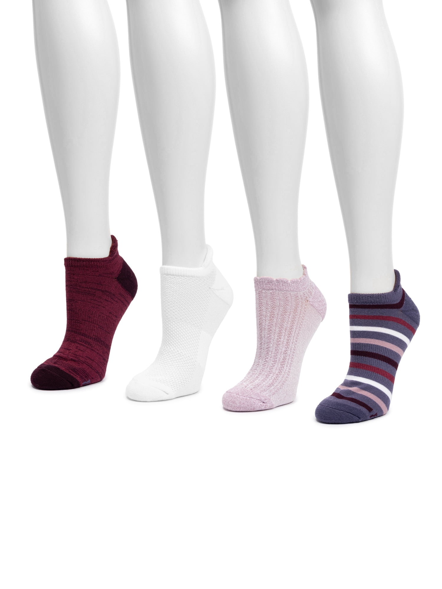 MUK LUKS Women's Dream Step Low-Cut Ankle Socks, 4-Pack, OSFM