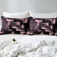 thumbnail image 3 of Black Pink Abstract Full Sheets Gradient Square Bed Sheets, Geometry Grid Fitted Sheet Full Neon Checkered Bed Set Glowing Plaid Bedding 3D Modern Bedroom Decor 3pcs (Deep Pocket)，No Top Sheet, 3 of 5