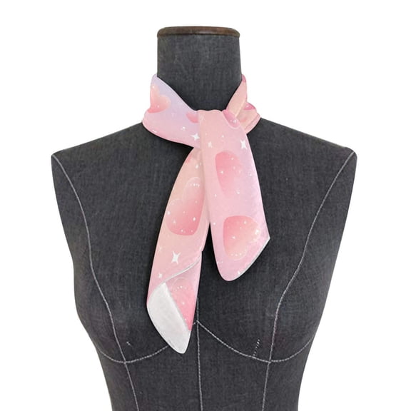 Square Scarf 24x24 Inch Soft Pink Sparkle Tapestry Silky Satin Sun Protection Neck Scarf for Women Multi-Purpose Head Wrap Bandana for Hair Bag Decoration