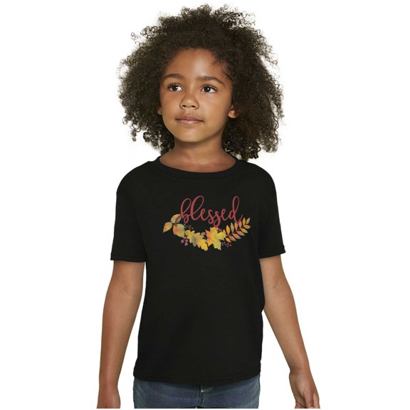Christian Blessed Autumn Fall Leaves Girls Kids T Shirt Tees Teen Brisco Brands S