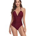 thumbnail image 1 of Women's V-Neck One-Piece Swimsuits, 1 of 5