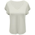 thumbnail image 4 of MIXUE Womens Summer Tops Solid Color V Neck Short Sleeve Fashion Casual Shirts For Women T-shirts Sportwear,White,S, 4 of 4