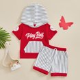 thumbnail image 2 of Okbabeha Baby Baseball Outfit Play Ball Hooded Sweatshirt and Shorts Game Day Outfit Toddler Boy Summer Clothes, 2 of 6