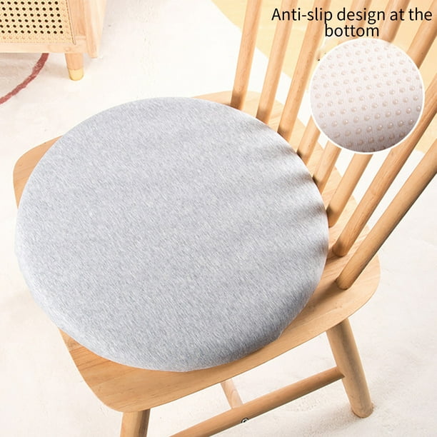 Cojín de asiento de espuma de punto redondo 13.7"x13.7" | Patrón vintage, lavable a máquina, almohadilla gruesa de confort para sillas de oficina, comedor, interiores y exteriores | Gris oscuro,