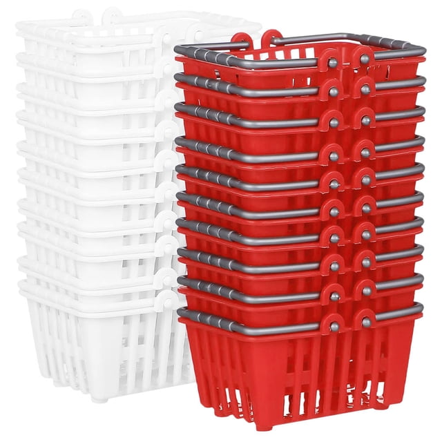 KAKOWELY Lot de 20 Panier d'Épicerie Jouet Plastique Rouge Jeu d'Imitation Amateurs