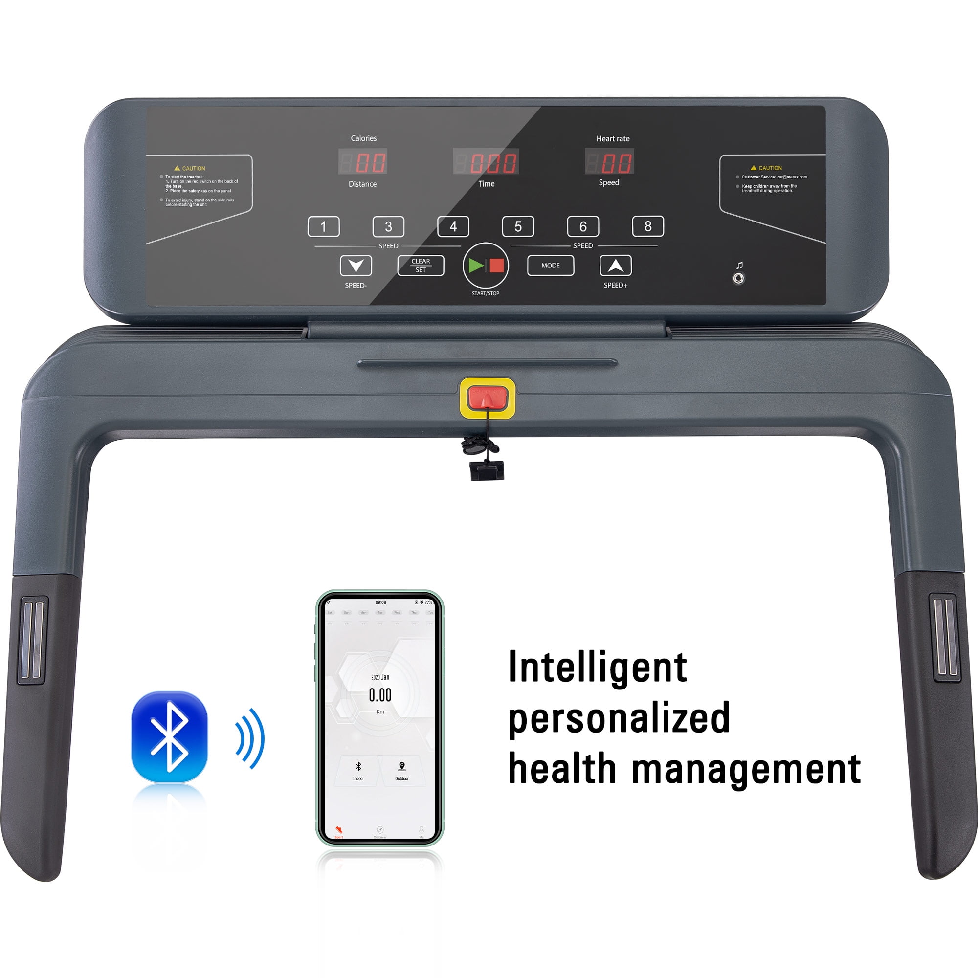 57'' x 23'' x 45'' Exercise Treadmills, Foldable Exercise Machine Treadmills with Speakers, 3 Levels Incline, 16.5'' Wide Tread Belt, 8.0 KM/h Max Speed, Motorized Running Machine for Home, S1828